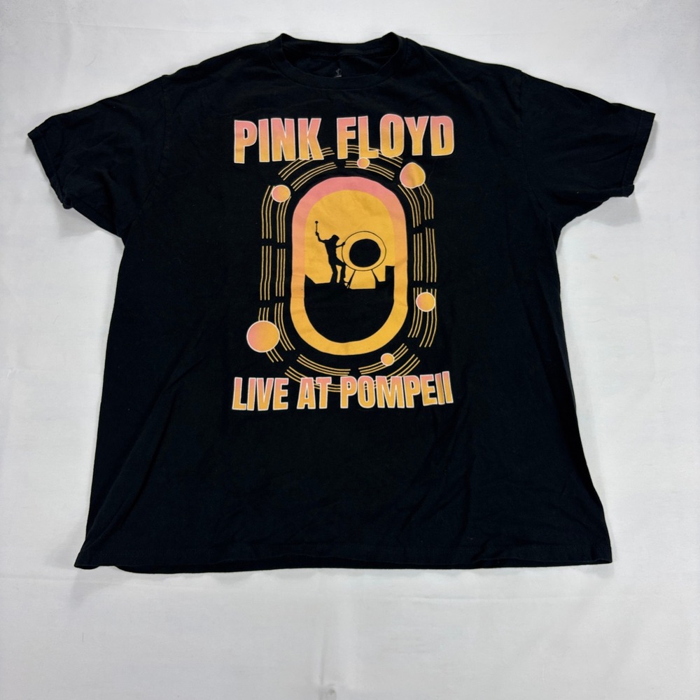 Pink Floyd Live at Pompeii Black T Shirt Mens XL Cotton Short Sleeve Concert Tee